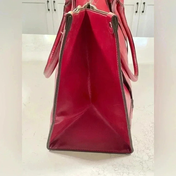 Emilie M. Vintage Red Vegan Leather Tote w/Strap Detail Med SZ - Picture 5 of 10